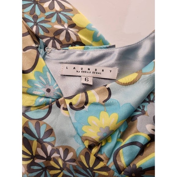 Laundry By Shelli Segal Blue and Yellow Floral Empire Waist Dress - Picture 4 of 8